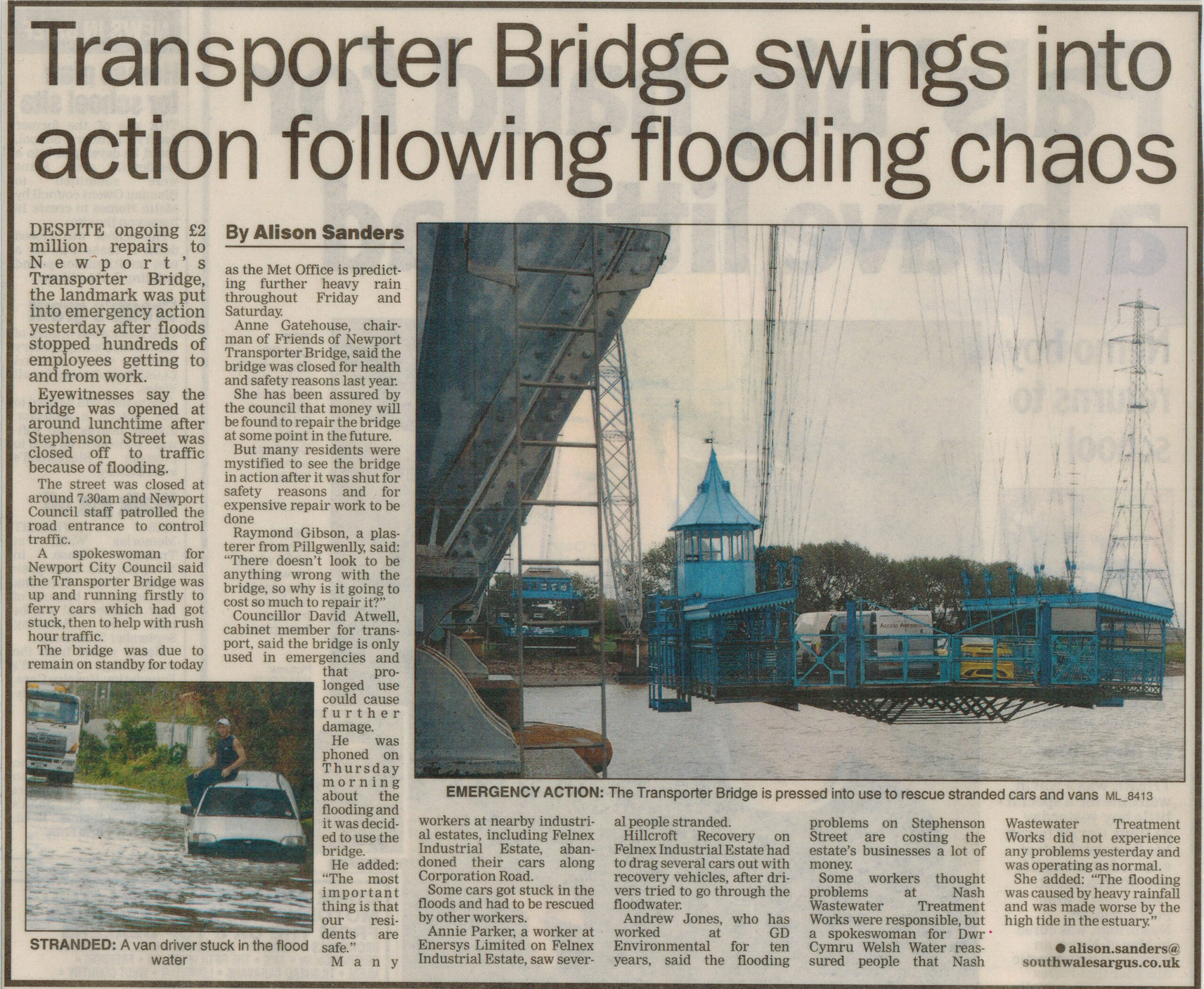Transporter Bridge swings into action following flooding chaos