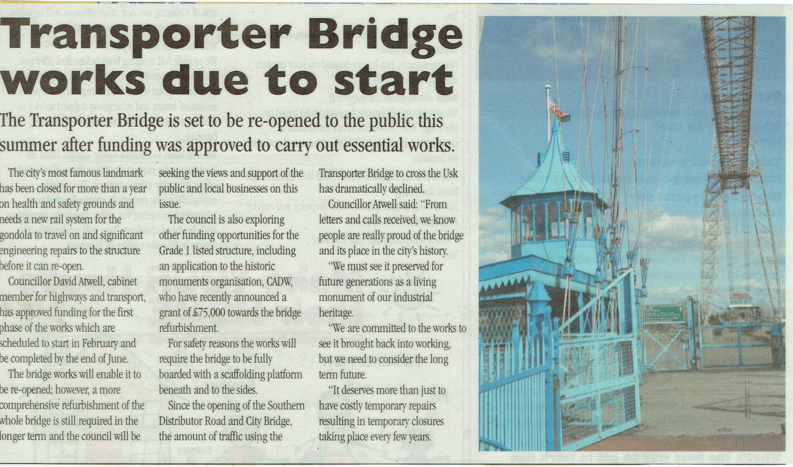 Transporter Bridge works due to start